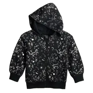 Толстовка с капюшоном из флиса на молнии для девочек 4-12 лет Jumping Beans, цвет space unicorn black