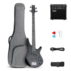 Бас-гитара Glarry GIB 4 струны, полный размер, датчики SS, черная / усилитель 20 Вт