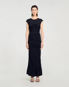 Длинное драпированное платье Sandro, черный