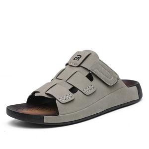 NANJIREN Кожаные шлепанцы с нашивками бесшумные устойчивые к запахам и истиранию мужские хаки, цвет Khaki