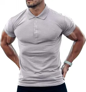 Мужская летняя хлопковая поло с коротким рукавом и V-образным вырезом Gsywaipei