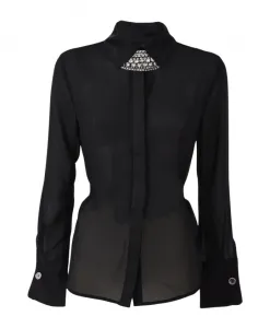 Черная рубашка с атласными манжетами Relish, черный