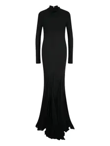 Плisséрованное шелковое платье с открытой спиной KHAITE, черный