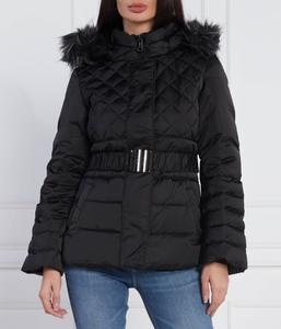 Пуховик женский Guess Jeans Lori с поясом и капюшоном, черный