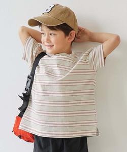 Детская футболка с коротким рукавом в полоску, 100% хлопок, немнущаяся, свободного кроя, весна/лето 2026 Devirock, цвет 012-Ivory-Burgundy