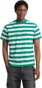 Футболка с полосатым логотипом GUESS, White And Green Leafs Str