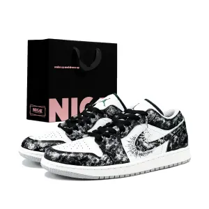 Jordan Баскетбольные кроссовки Air 1 с низким верхом, устойчивые к истиранию, винтажные, унисекс, черно-белые