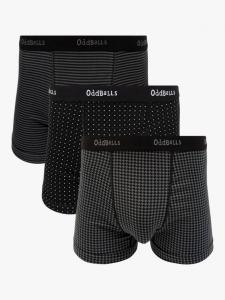 Классические эластичные хлопковые боксеры OddBalls, Pack of 3, Black/Grey