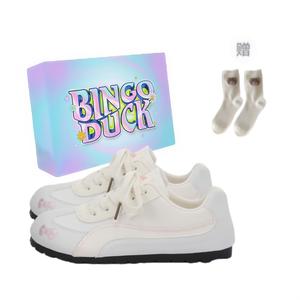 BINGO DUCK Нескользящие и дышащие низкие кроссовки для скейтбординга женские, белые, розовые