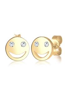 Elli Серьги из серебра 925 пробы с золотым изображением улыбающегося лица