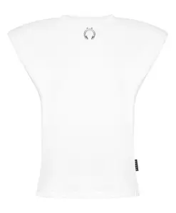 Майка с круглым вырезом, вырезом-стойкой и подплечниками. Philipp Plein, белый