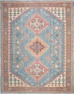 Ковер SAFAVIEH, 183 x 183 см, Saffron Collection, Navy & Red, ручной работы, бохо-шик, состаренный хлопок, идеально для помещений с высокой проходимостью в гостиной, спальне (SFN512N)