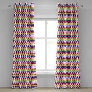 Угловая штора на люверсах ABAKUHAUS, зигзагообразный узор, красочная радуга, праздничное веселье, художественный дизайн, декоративные двухпанельные шторы, 280 см x 245 см, разноцветные Abakuhaus
