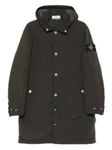 Пальто с капюшоном и пуговицами Stone Island, серый