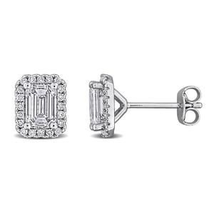 Серьги-гвоздики Mimi & Max с выращенными в лаборатории бриллиантами, стерлинговое серебро, 1 3/8-2 карата, TDW Mimi & Max, Rectangle