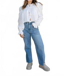 Топ-баллон с фестончатым подолом, белый Mable, белый