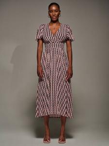 Геометрическое короткое платье с рукавами из сетки Jolie Moi, Pink/Multi