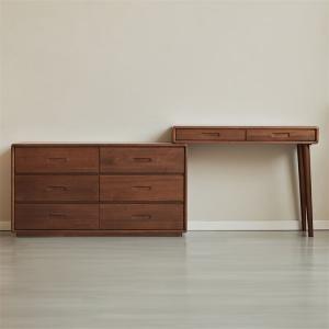 Quanu Комод из массива дерева в скандинавском стиле, комбинированный с туалетным столиком, 6 ящиков, для спальни, цвет nanyang golden sandalwood