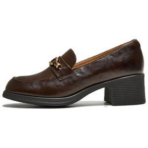 Женские лоферы на среднем каблуке Tata, коричневый/красный