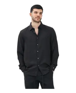 Черная рубашка с длинными рукавами, обладающая роскошным шармом. Selected Homme, черный