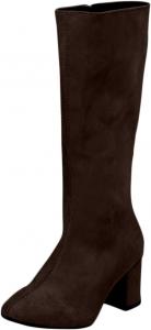 Женские сапоги до колена: модные с боковой молнией, легкие зимние теплые ботильоны, низкий массивный каблук, походные, праздничные, снежные обувь Generic, Brown