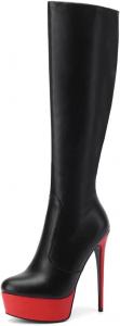 Frankie Hsu Фрэнки Хсу красные платформенные сапоги-ботфорты на шпильке, черные высокие сапоги большого размера до бедра, сексуальная обувь для женщин