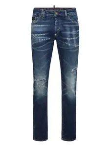 Джинсы с эффектом потертости Philipp Plein, синий