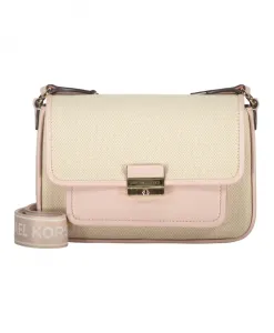 Холщовая сумка через плечо с деталями из экокожи Michael Kors, бежевый