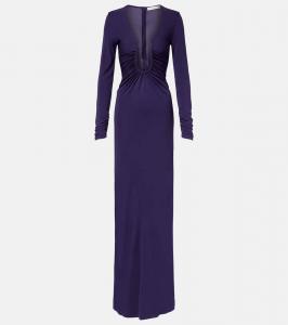 Платье с арочным вырезом ладони и сборками Christopher Esber, Violet