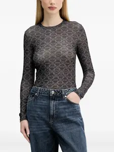 Футболка с длинными рукавами и монограммой HUGO, черный