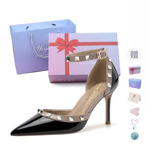 Take the Qin Тонкие каблуки на шпильке 9 см женские телесные в подарочной коробке набор - черный, цвет Black[Box Included](Gift Included)