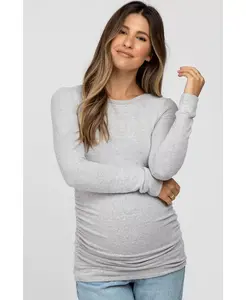 Мягкий трикотажный топ со сборками для беременных Pinkblush, серый