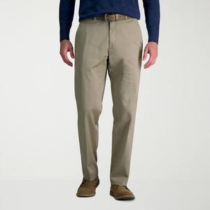 Мужские брюки Haggar Wrinkle Free Performance цвета хаки с плоской передней частью классического кроя, цвет Medium Khaki