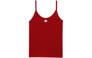 Топ без рукавов с ребристой вязкой и вышитым логотипом COURREGES