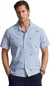 POLO RALPH LAUREN Мужская классическая оксфордская рубашка Camp Shirt Flag AOE, Flag Aoe Blue