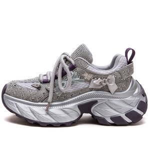 Дышащие низкие кроссовки на массивной подошве для женщин Jay, Silver