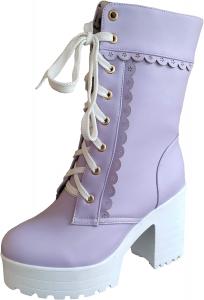 Косплей ботинки на высоком каблуке Elyffany Lolita с кружевом, милые женские туфли, модные броги, Purple