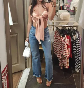 Топ Tie с завязками розовато-бежевого цвета Miss Circle