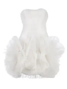 Платье мини без бретелек с плиссировкой Zuhair Murad, белый