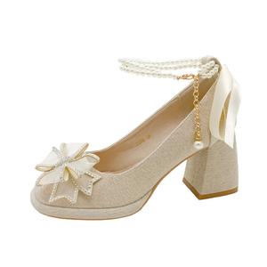 Alxnan Женские туфли на платформе с массивным каблуком Шампань, цвет Champagne