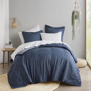 510 Design Camden Комплект одеял из микрофибры с принтом Chambray и простынями, темно-синий