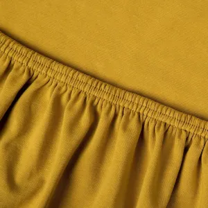 Простыня на резинке Saiko Premium Jersey, цвет охра-желтый, 120-130 x 200-220 см, для матрасов высотой до 35 см, не требует глажки, простая в уходе Kayori