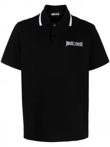 Рубашка поло с вышитым логотипом Just Cavalli, черный