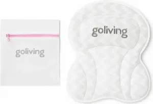 Подушка для ванны - эргономичная подушка для ванны - с 6 присосками - в комплекте несессер - нескользящая, легкая и водонепроницаемая - 100% полиэстер - белая Goliving