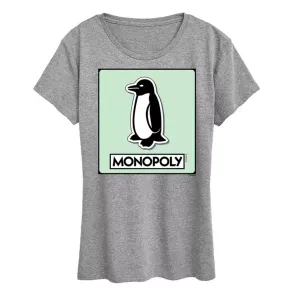 Футболка с принтом «Женская монополия» — фишка пингвин Hasbro, серый