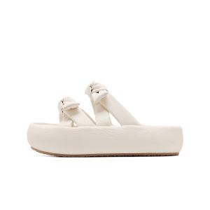 Женские кожаные тапочки-слайды с резиновой подошвой в стиле пэчворк C°BANNER, Beige