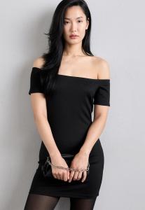 Платье из джерси ZOE OFF SHOULDER DRESS DESIGNERS REMIX, черный