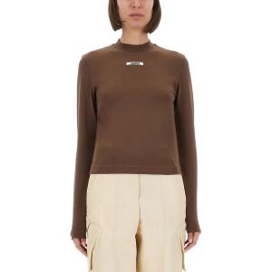 Футболка с длинным рукавом и логотипом Jacquemus, коричневый