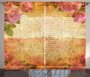 Штора ABAKUHAUS Rose Rustic, ностальгическая ретро-цветочная тематика, универсальные ленточные шторы для гостиной с петлями и крючками, 280 x 175 см, розовая Abakuhaus