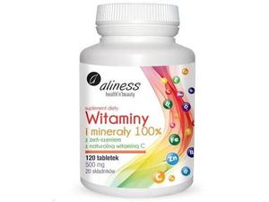 Aliness, Витамины и минералы 100%, 120 таблеток.